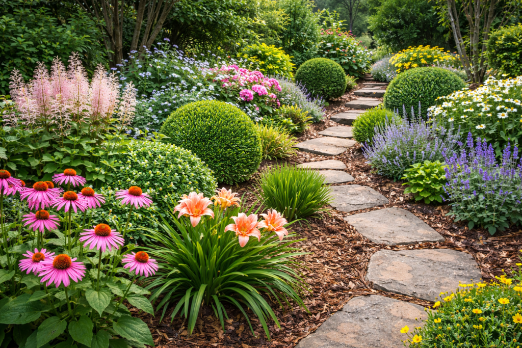 Landscaping with weed barriers to prevent poison ivy growth