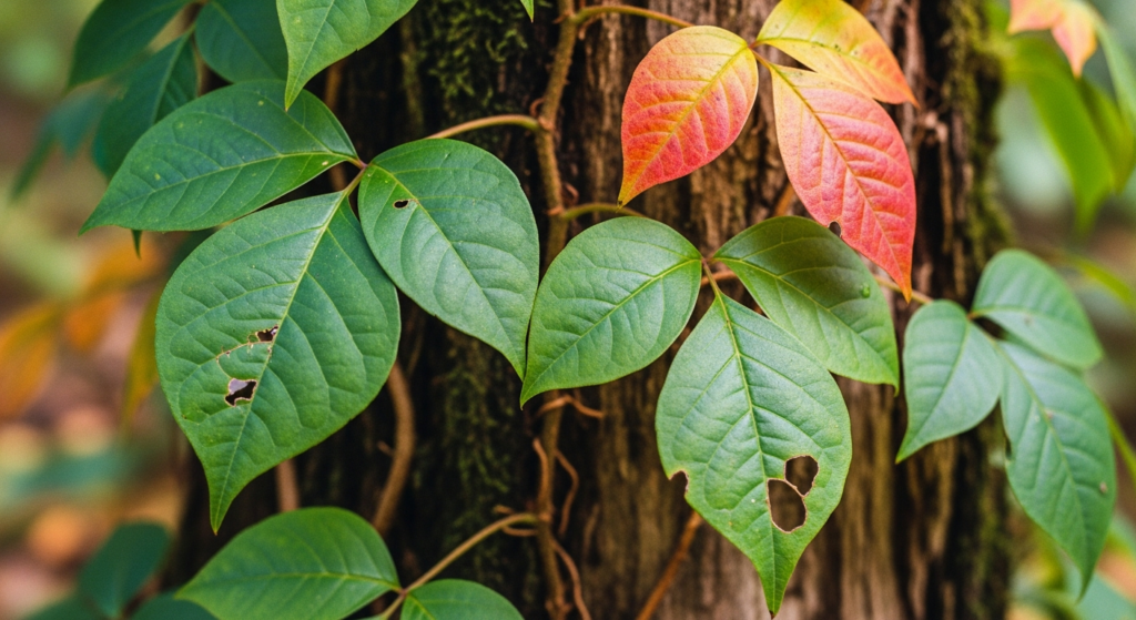Close-up of Poison Ivy leaves in Clarksville, TN